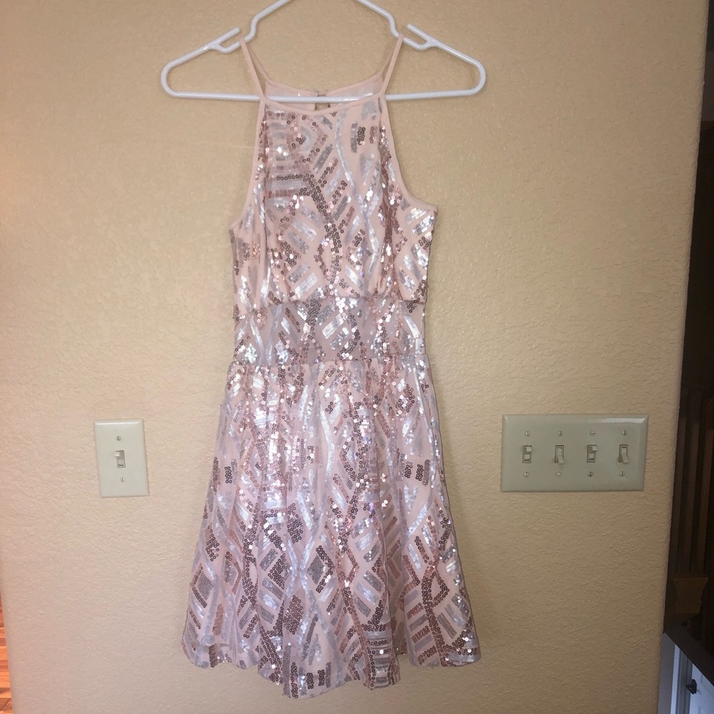 Pink sequined formal dress